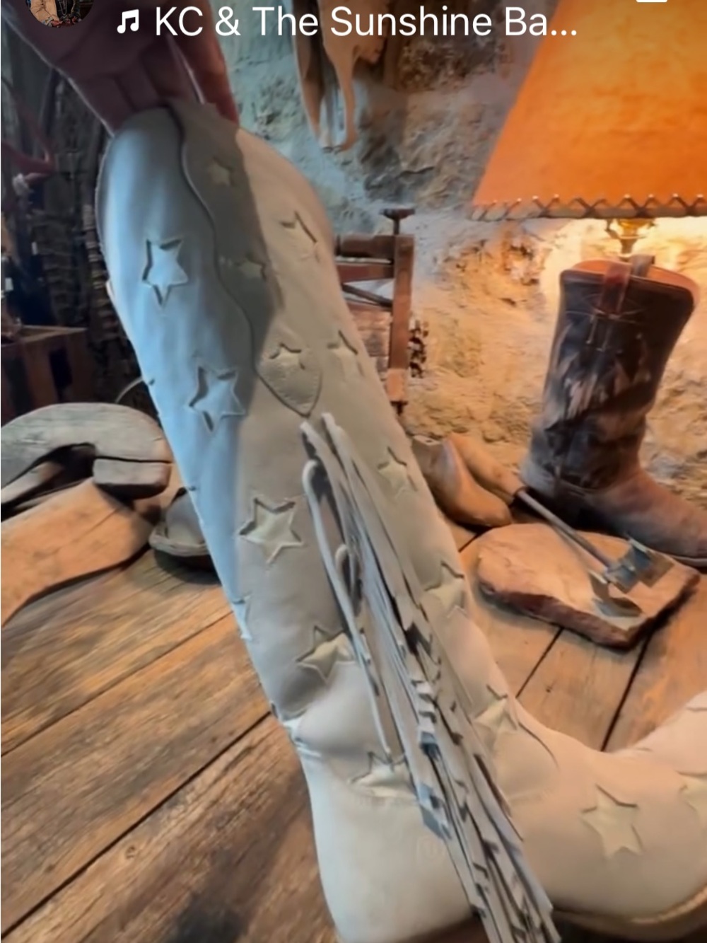 Dingo White/Gray Star Suede Fringe Cowboy Boots - Picture 2 of 5